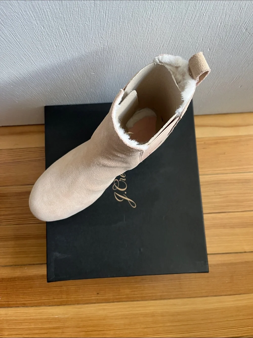 J. Crew Suede Chelsea Boot with Faux Fur, Size 8 - Picture 2 of 4